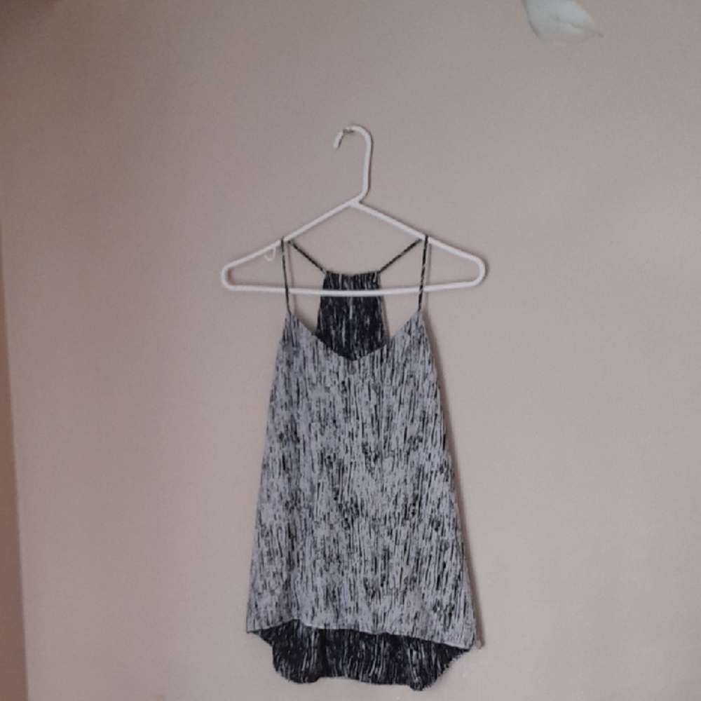 Black and White Textured Strappy Tank Top